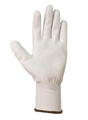 Guante poliester con baño PU blanco