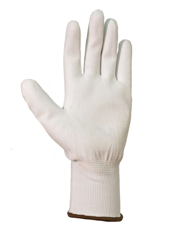 Guante poliester con baño PU blanco